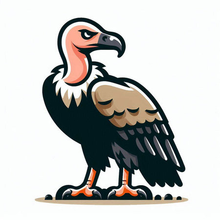 vector illustration of a vulture on a white background in retro styleのイラスト素材