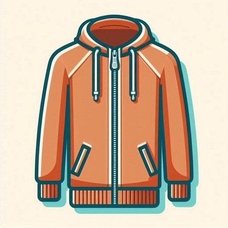 Hoodie. Vector illustration of a warm winter jacket with hood.のイラスト素材