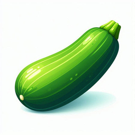 Illustration of a fresh green zucchini on a white backgroundのイラスト素材