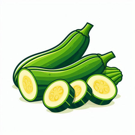 Fresh zucchini isolated on white background. Vector illustration for your designのイラスト素材