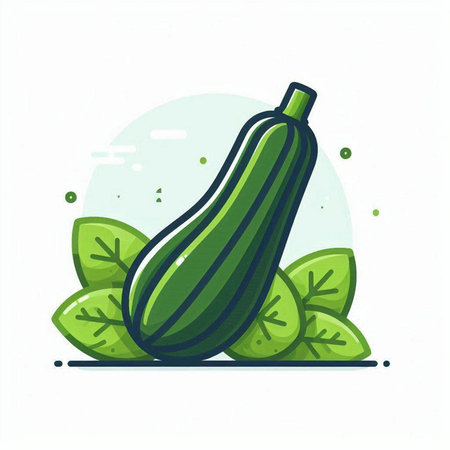 Zucchini vector illustration on white background. Vegetable icon.のイラスト素材