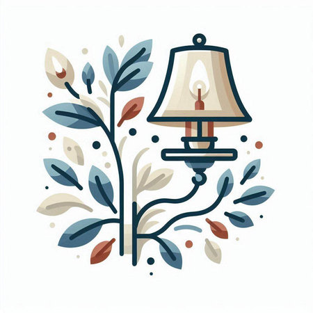 Lantern with branches, leaves and a candle. Vector illustration.のイラスト素材