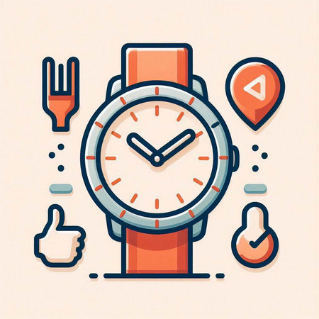 Wristwatch flat line icon. Modern vector illustration of wristwatch.のイラスト素材