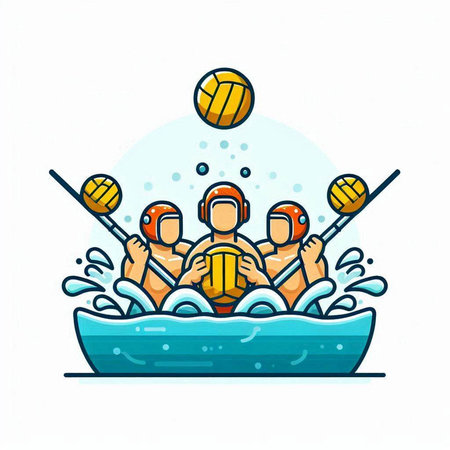 Hand drawn cartoon vector illustration of a group of people playing beach volleyball.のイラスト素材