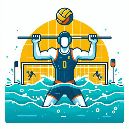 Volleyball player in action. Vector illustration in cartoon style.のイラスト素材