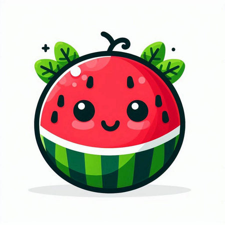 Cute watermelon character isolated on white background. Vector illustration.のイラスト素材