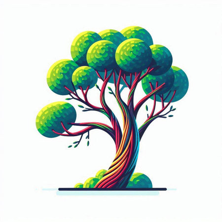 Cartoon tree isolated on white background. Vector illustration for your designのイラスト素材