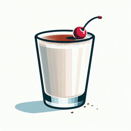 Cocktail with cherry on a white background. Vector illustration.のイラスト素材