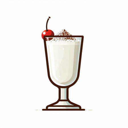 Milkshake with cherries in a glass. Vector illustration.のイラスト素材