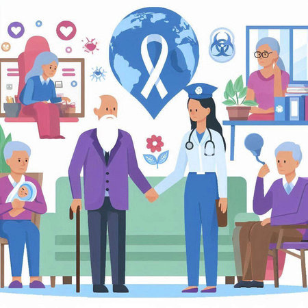Vector illustration of World Cancer Day in October. Healthcare and medical concept.のイラスト素材