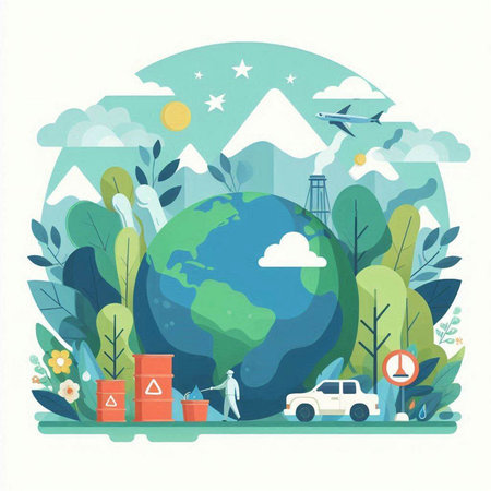 Ecology concept. Flat design vector illustration. World environment day.のイラスト素材