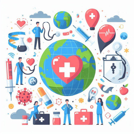 Flat design concept of World Health Day. Vector illustration in flat styleのイラスト素材