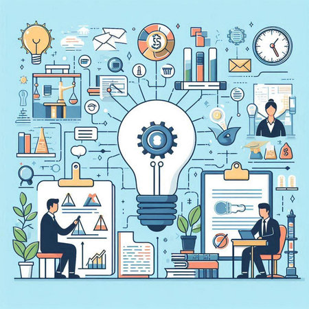 Flat design modern vector illustration concept of business strategy, brainstorming, brainstorming.のイラスト素材