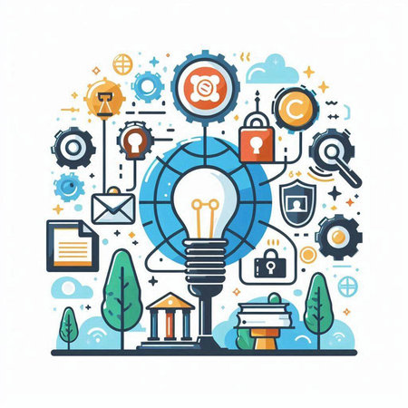 Flat line design modern vector illustration concept of creative thinking, innovative solutions, innovation, brainstorming and inspiration.のイラスト素材