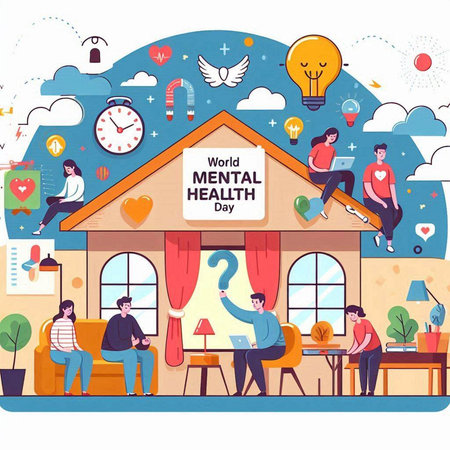 Vector illustration of people working in coworking space. Freelance conceptのイラスト素材