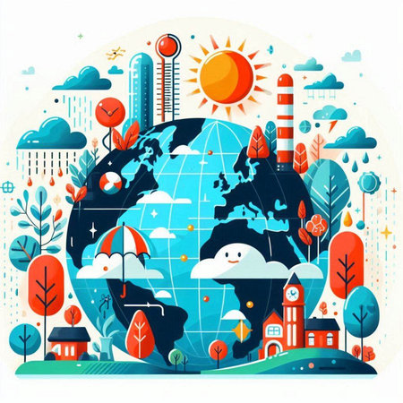 Ecology and environment concept. Earth planet in the city. Vector illustrationのイラスト素材