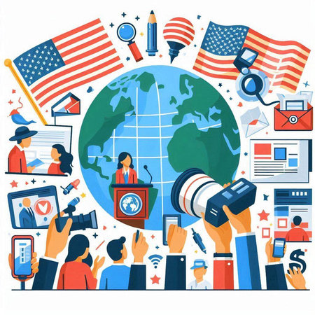 Journalism and journalism. Set of flat design icons. Vector illustrationのイラスト素材