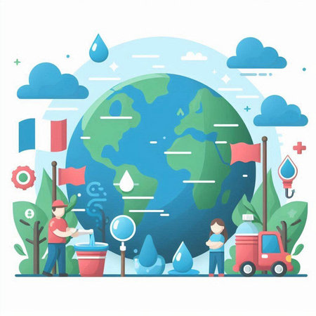Save the planet concept. Flat design vector illustration. World Environment Day.のイラスト素材