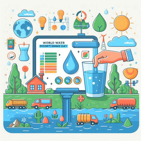 Flat design modern vector illustration concept of save water and environment.のイラスト素材