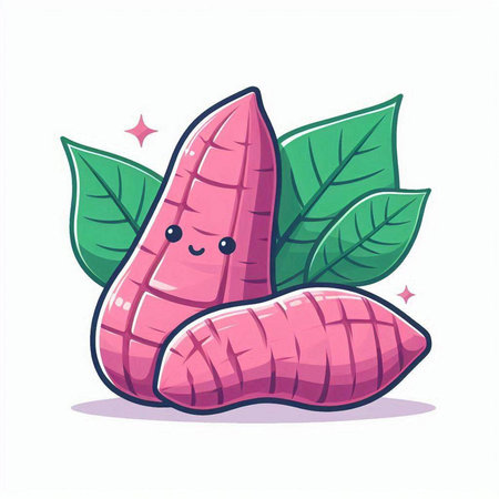 cute sweet potato cartoon character vector illustration. Cute sweet potato character vector illustrationのイラスト素材