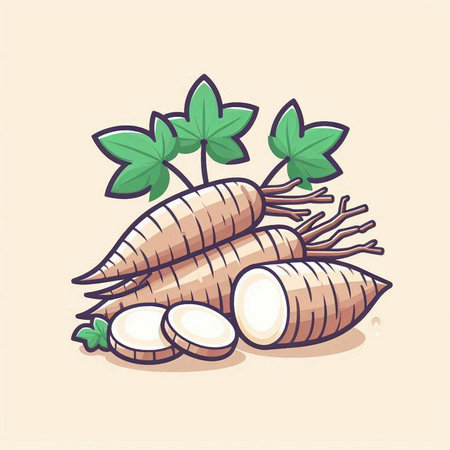Fresh yam, yam vector illustration. Fresh yam icon.のイラスト素材