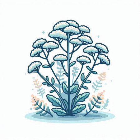 Illustration of a medicinal plant - Achillea millefoliumのイラスト素材