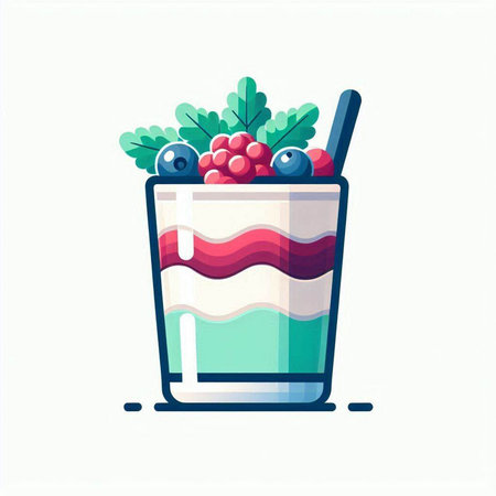 Cocktail in a glass with berries. Vector illustration in flat style.のイラスト素材