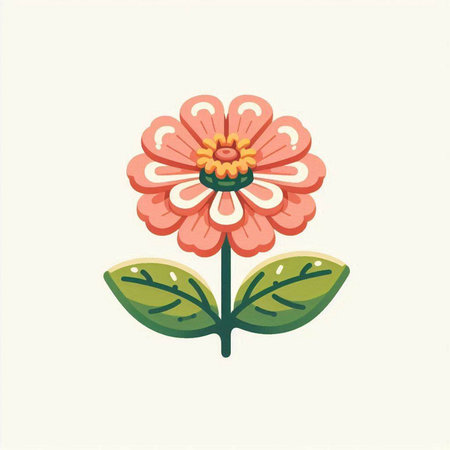 Zinnia flower. Vector illustration. Isolated on white background.のイラスト素材