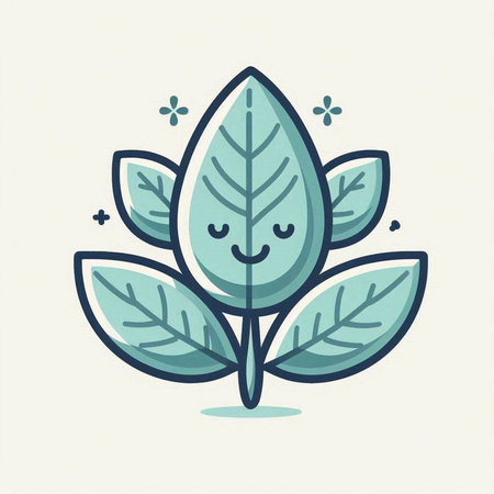 Cute cartoon leaf. Vector illustration. Flat design. Isolated on white background.のイラスト素材