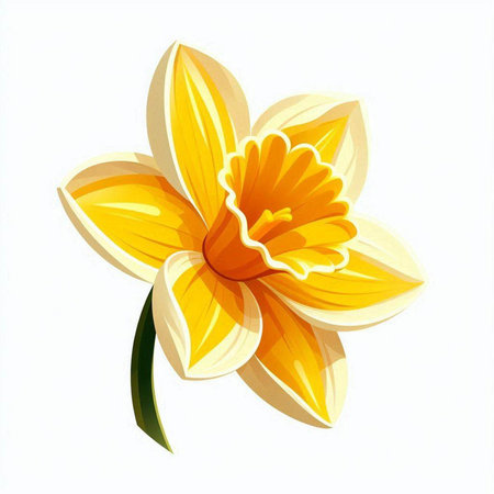 Yellow daffodil on a white background. Vector illustration.のイラスト素材