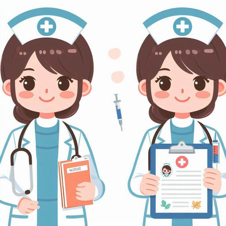 Nurse and nurse with a stethoscope, vector illustration.のイラスト素材