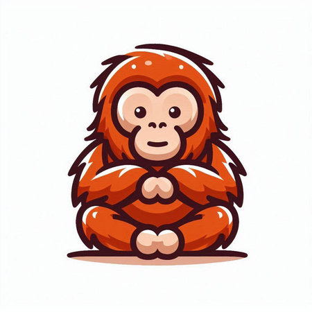 Cute cartoon monkey. Vector illustration isolated on a white background.のイラスト素材