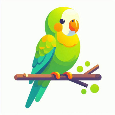 Green parrot on a white background. Vector illustration of a parrot.のイラスト素材