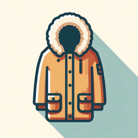 Winter jacket icon in flat style with long shadow. Vector illustration.のイラスト素材