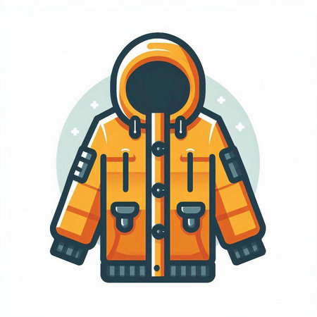 Vector illustration of a winter jacket. Warm clothing for cold weather.のイラスト素材