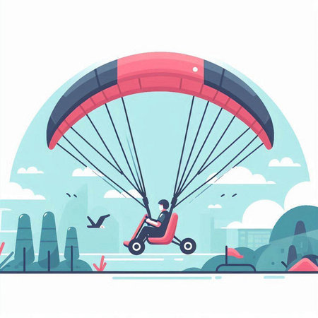 Paraglider flying in the sky. Paraglider flying in the sky. Vector illustrationのイラスト素材