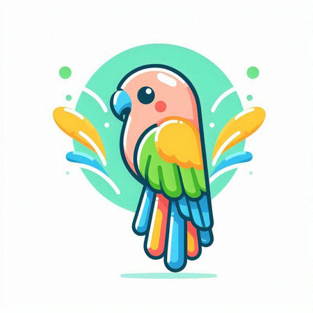 Cute parrot icon. Colorful vector illustration in cartoon styleのイラスト素材