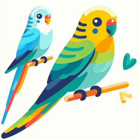 Colorful parrots isolated on a white background. Vector illustration.のイラスト素材