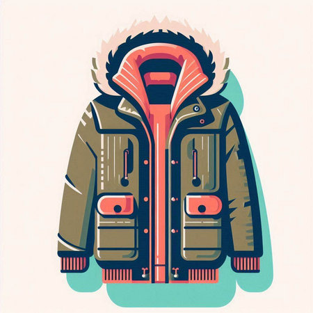 Vector illustration of a winter jacket with hood. Vector illustration of a winter jacket.のイラスト素材