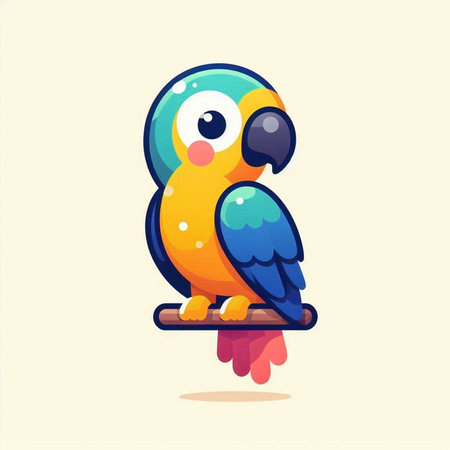 Cute cartoon parrot. Vector illustration of a colorful parrot.のイラスト素材