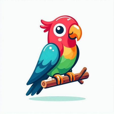 Cute parrot isolated on white background. Vector cartoon illustration.のイラスト素材