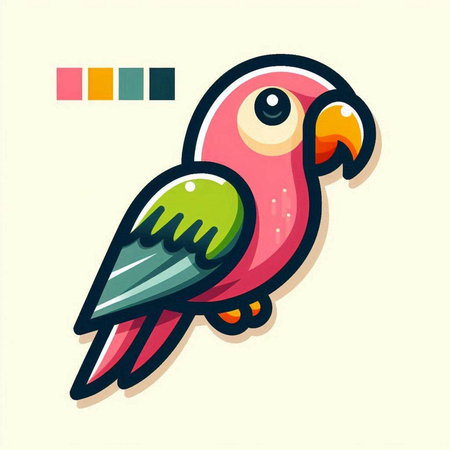 Cute parrot cartoon vector illustration. Cute parrot clipart.のイラスト素材