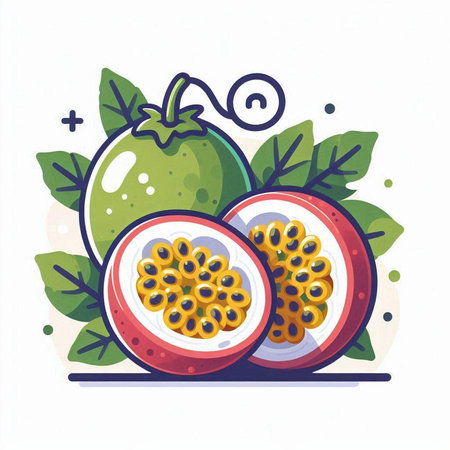 Passion fruit vector illustration. Isolated passion fruit on white background.のイラスト素材