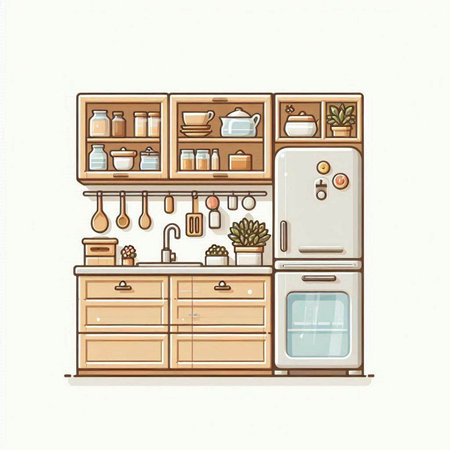 Kitchen furniture. Furniture for the kitchen. Vector illustration.のイラスト素材