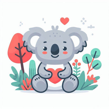 Cute koala with heart. Vector illustration in cartoon style.のイラスト素材