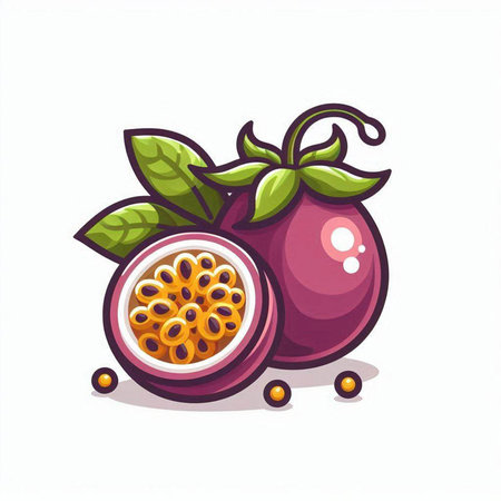 Passion fruit vector illustration isolated on white background. Passion fruit icon.のイラスト素材