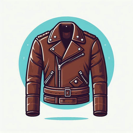 Vector illustration of a brown leather jacket isolated on a white background.のイラスト素材