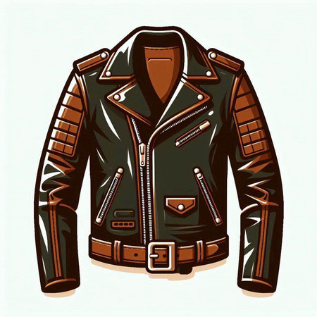 Vintage leather jacket isolated on a white background. Vector illustration.のイラスト素材