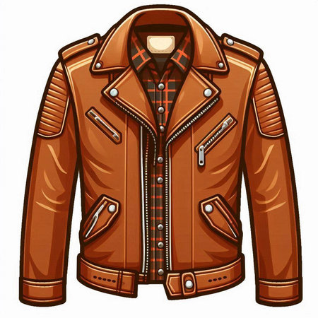 Brown leather jacket isolated on a white background. Vector illustration for your designのイラスト素材