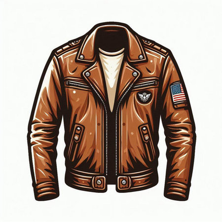 Vintage leather jacket with American flag on it. Vector illustration.のイラスト素材